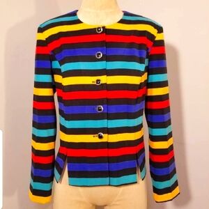 Leslie Fay Multicolor Striped Blazer